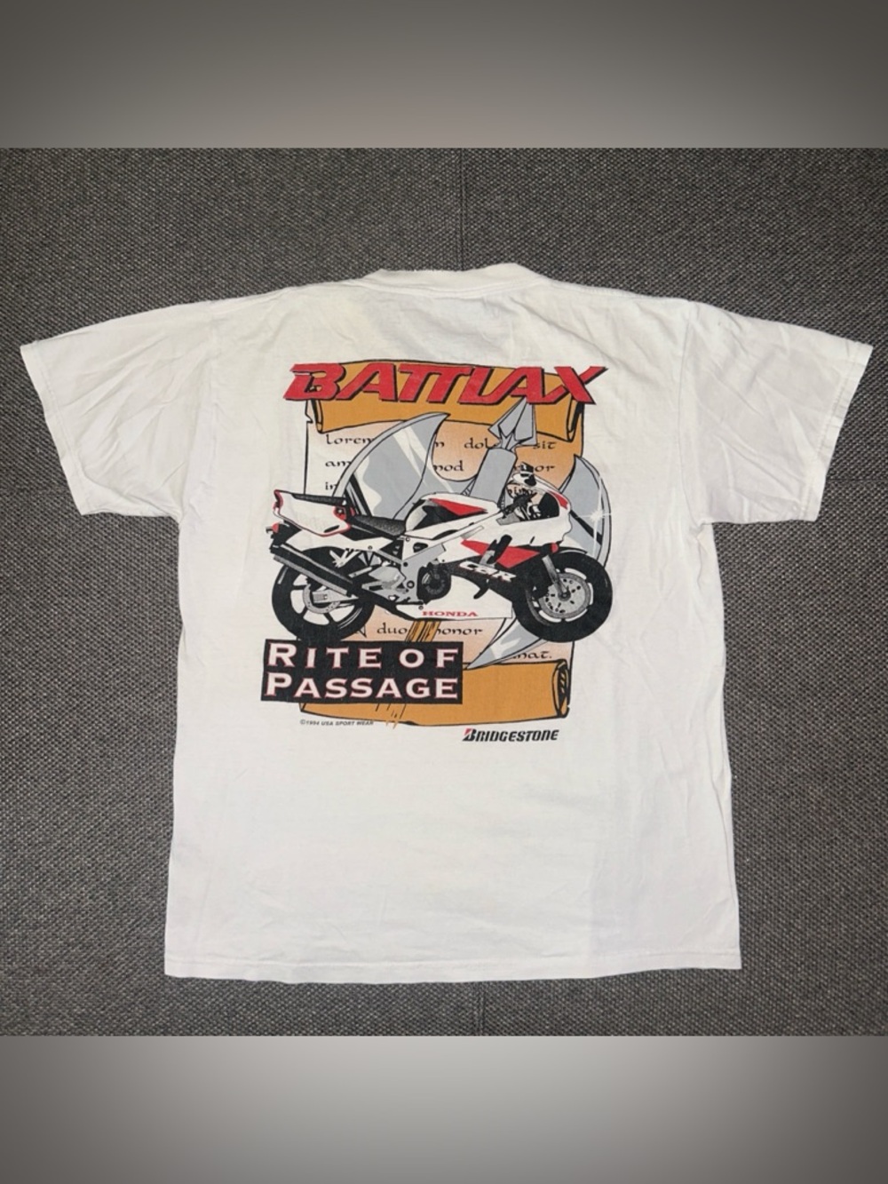 Rare 90s Bridgestone Tires Honda Motorcycle Promo T Shirt White